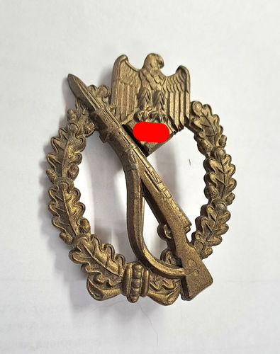 Infanterie Sturmabzeichen in Bronze mit Hersteller Markierung " FLL " schöner Zustand